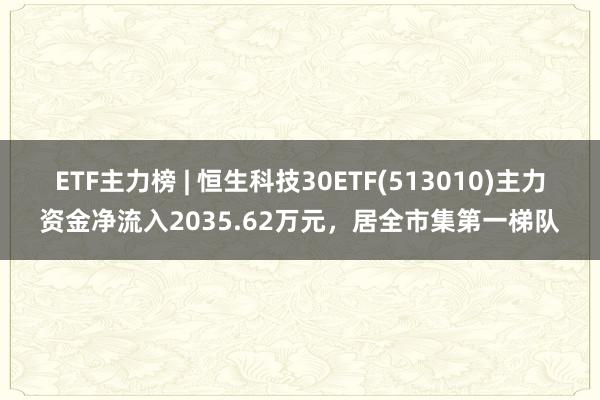 ETF主力榜 | 恒生科技30ETF(513010)主力资金净流入2035.62万元，居全市集第一梯队