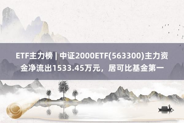 ETF主力榜 | 中证2000ETF(563300)主力资金净流出1533.45万元，居可比基金第一