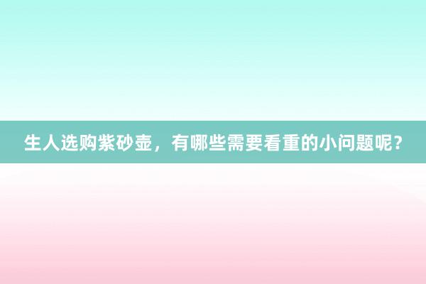 生人选购紫砂壶，有哪些需要看重的小问题呢？